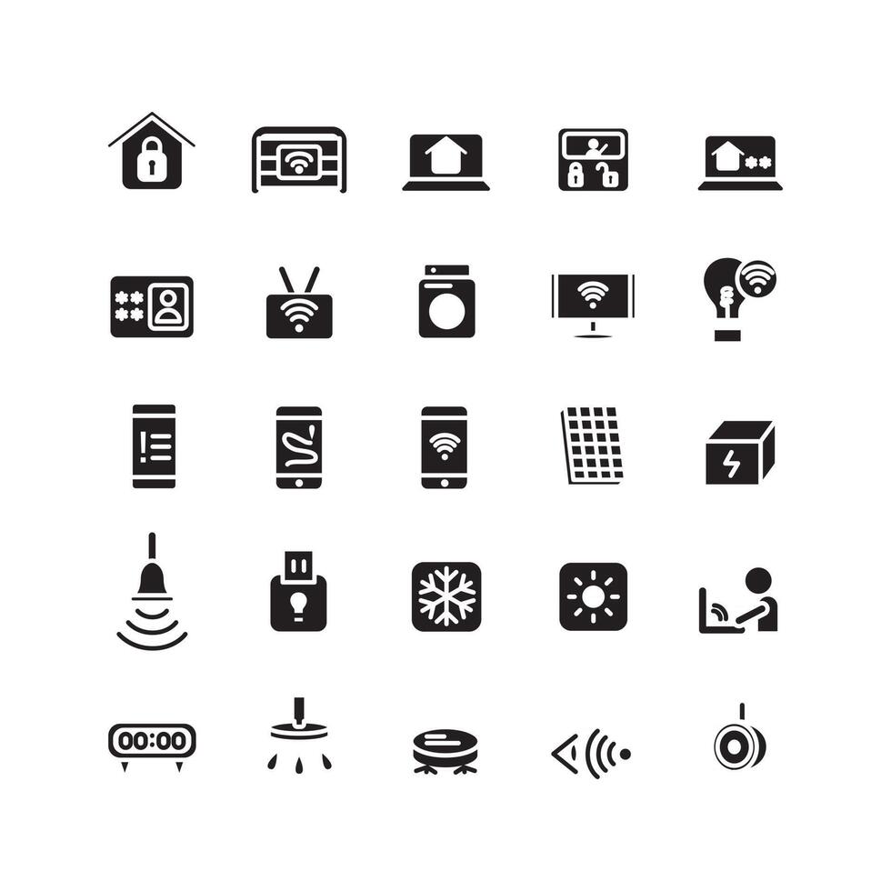 Smart Home icon set vector solid for website mobile app presentation social media Suitable for user interface and user experience