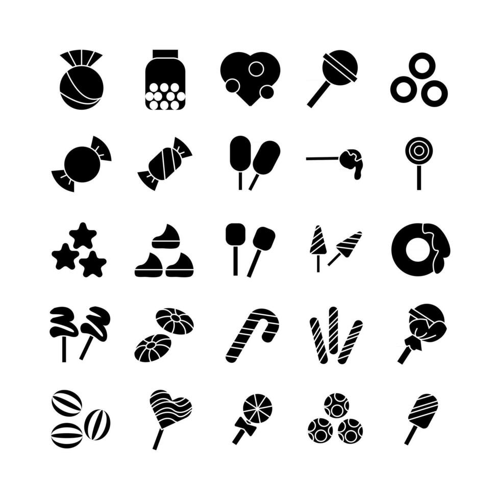 Candy icon set vector solid for website mobile app presentation social media Suitable for user interface and user experience