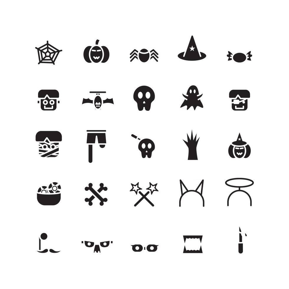 Halloween icon set vector solid for website mobile app presentation social media Suitable for user interface and user experience
