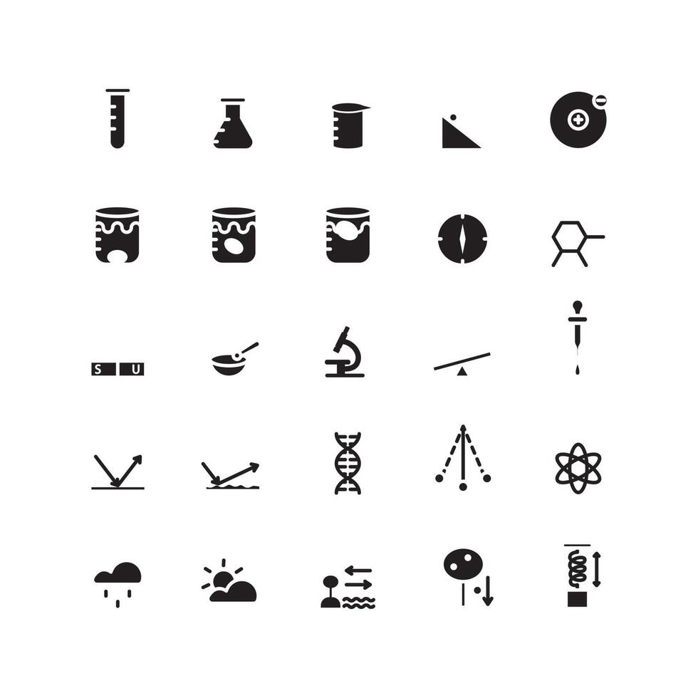Science icon set vector solid for website mobile app presentation social media Suitable for user interface and user experience