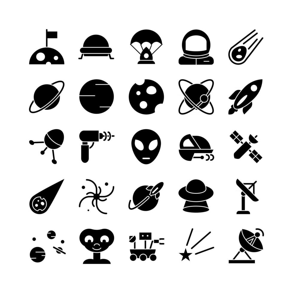 Astronomy icon set vector solid for website mobile app presentation social media Suitable for user interface and user experience