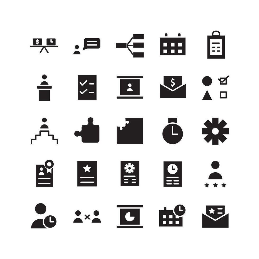 Project Management icon set vector solid for website mobile app presentation social media Suitable for user interface and user experience