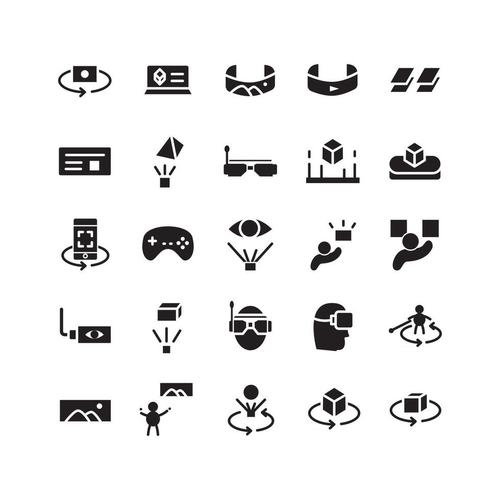Virtual Reality icon set vector solid for website mobile app presentation social media Suitable for user interface and user experience