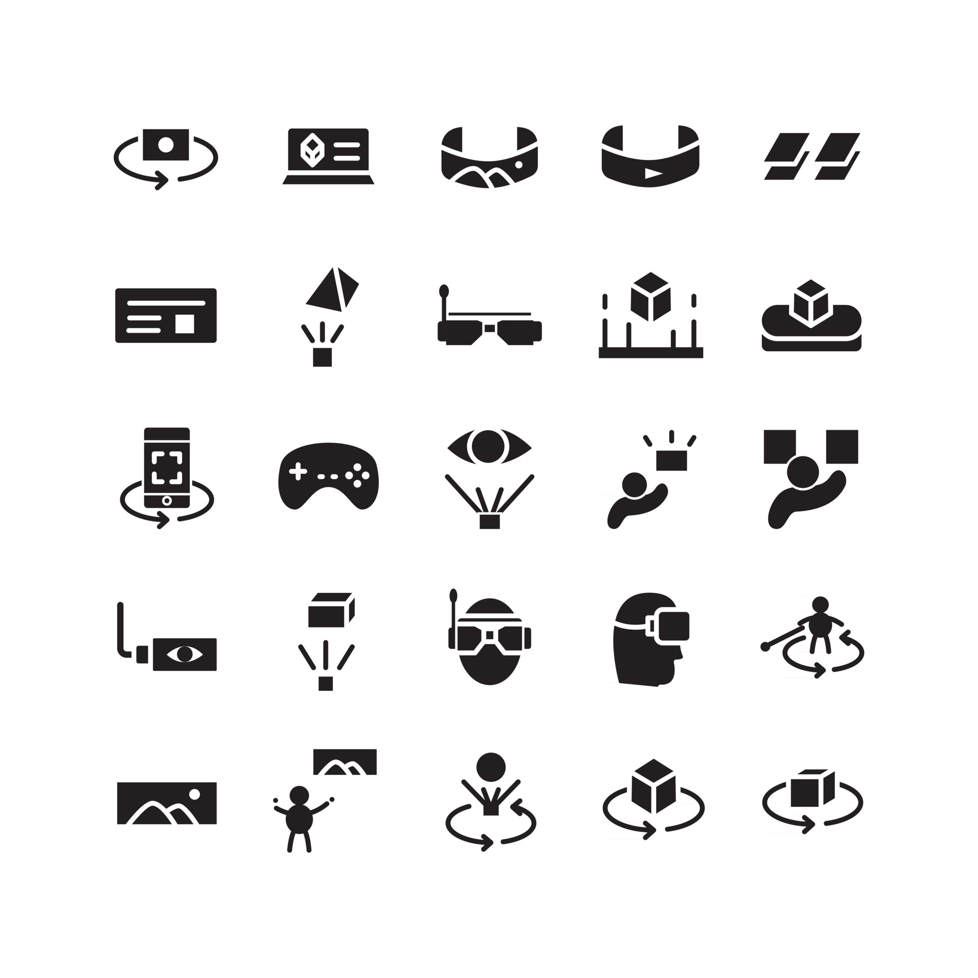 Virtual Reality icon set vector solid for website mobile app