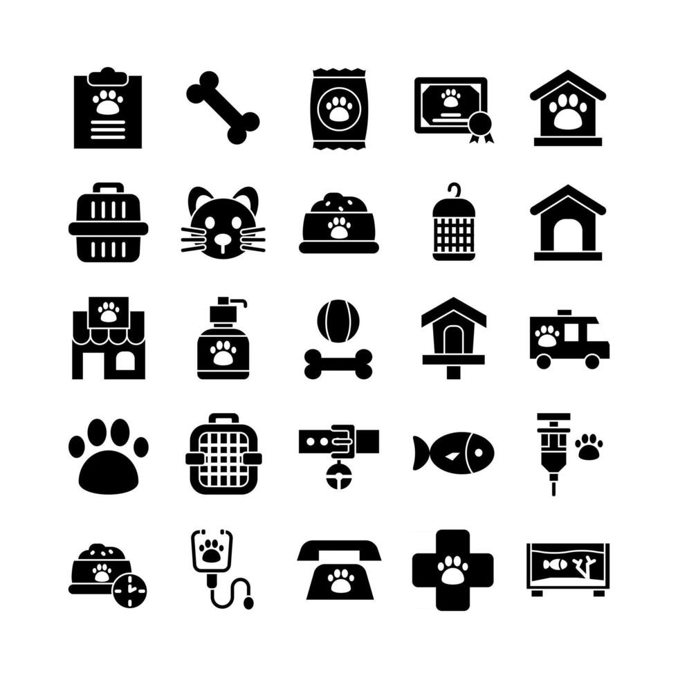 Veterinarian icon set vector solid for website mobile app presentation social media Suitable for user interface and user experience