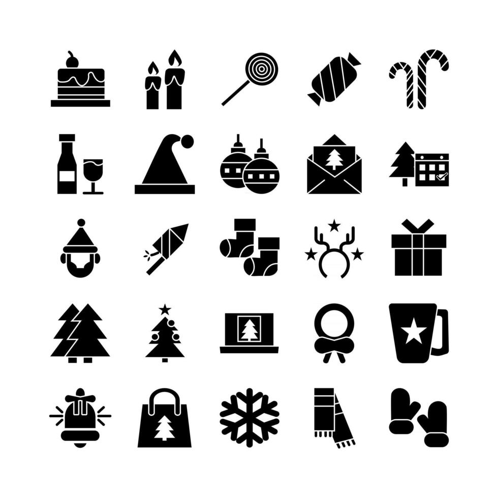 Christmas icon set vector solid for website mobile app presentation social media Suitable for user interface and user experience