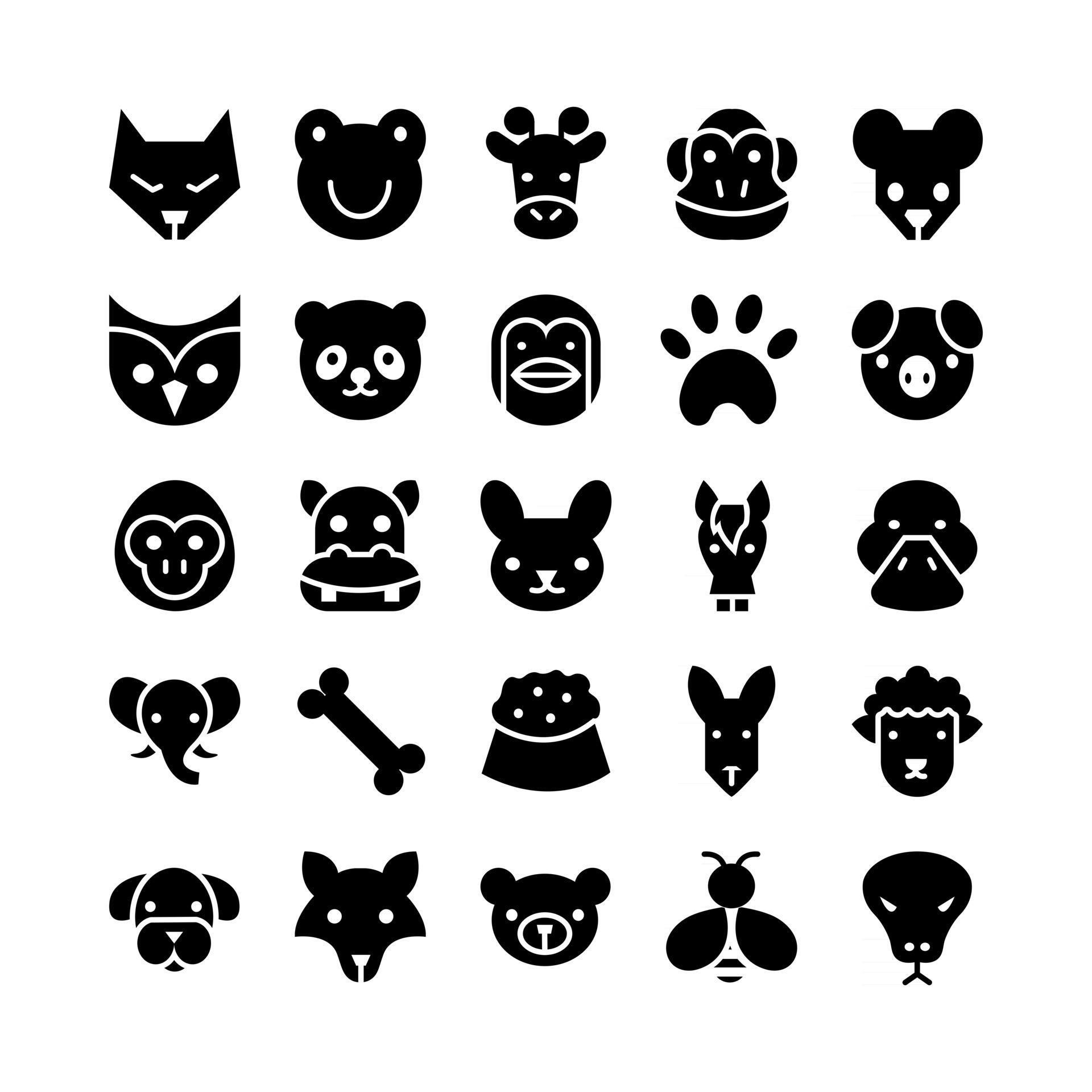 Animal icon set vector solid for website mobile app presentation social ...