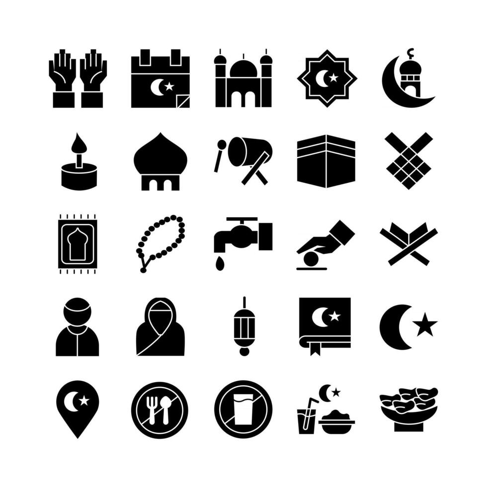 Ramadhan icon set vector solid for website mobile app presentation social media Suitable for user interface and user experience