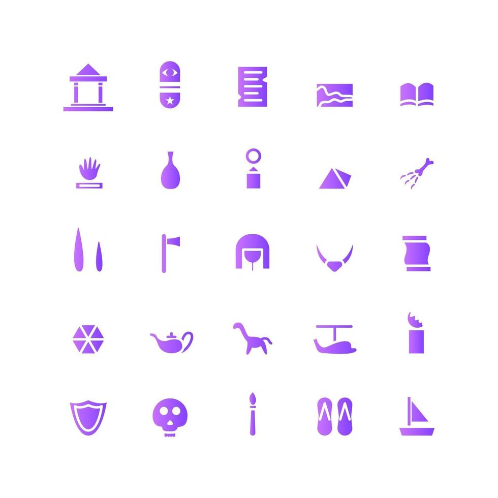 Conjunto de iconos de museo gradiente vectorial para la presentación de la aplicación móvil del sitio web redes sociales adecuadas para la interfaz y la experiencia del usuario vector