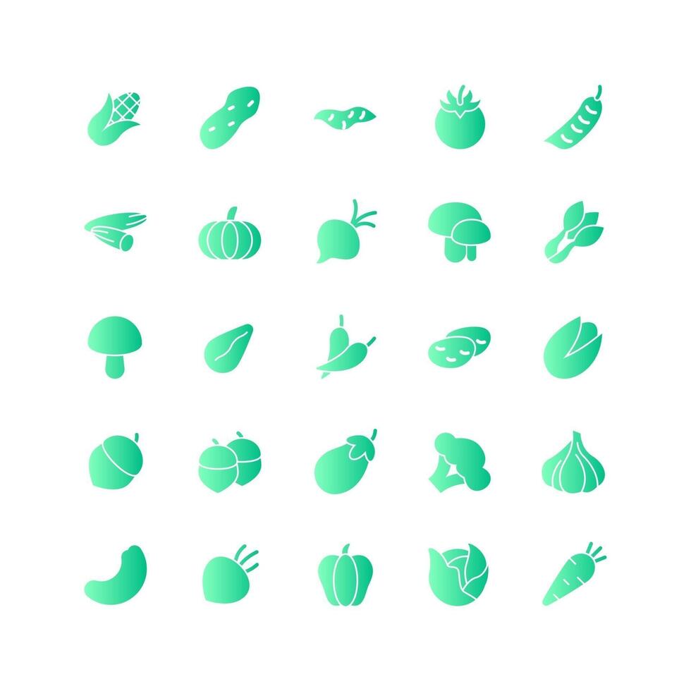 Vegetable icon set vector gradient for website mobile app presentation social media Suitable for user interface and user experience