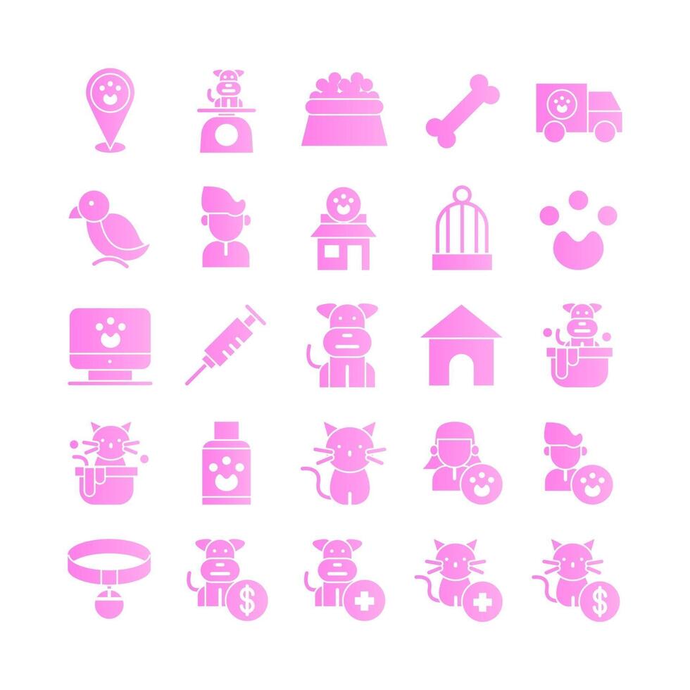 Pet icon set vector gradient for website mobile app presentation social media Suitable for user interface and user experience