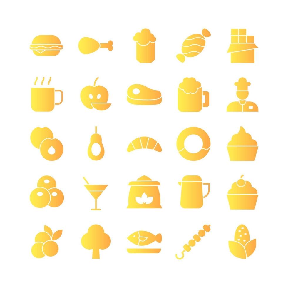 Food icon set vector gradient for website mobile app presentation social media Suitable for user interface and user experience