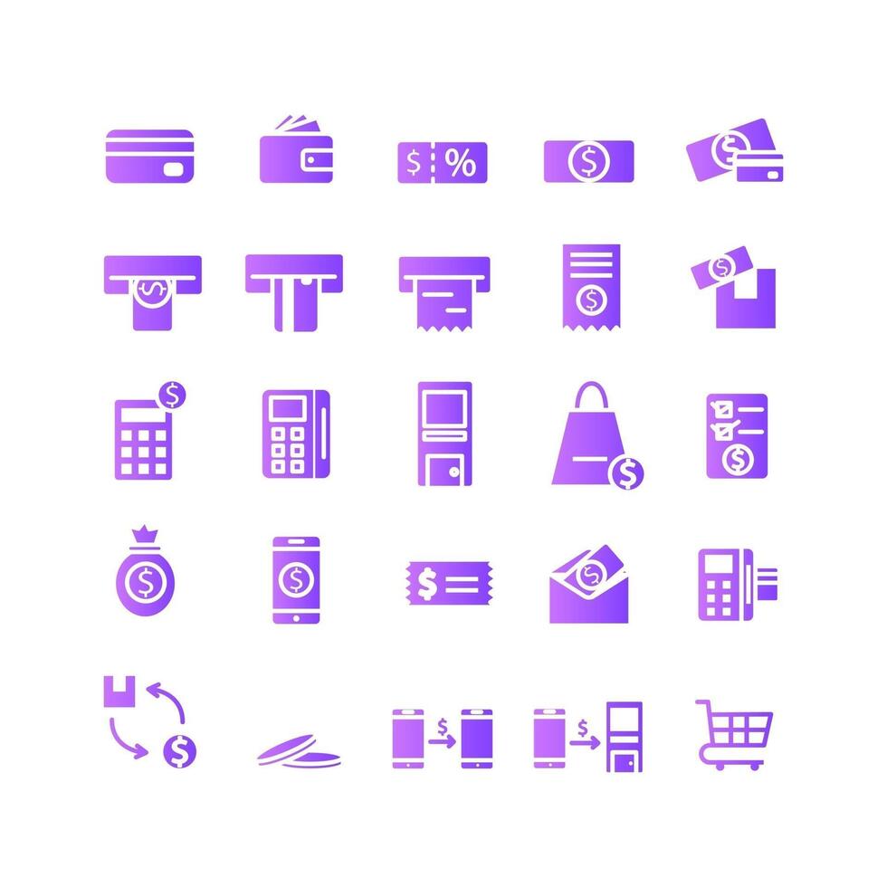 Payment icon set vector gradient for website mobile app presentation social media Suitable for user interface and user experience