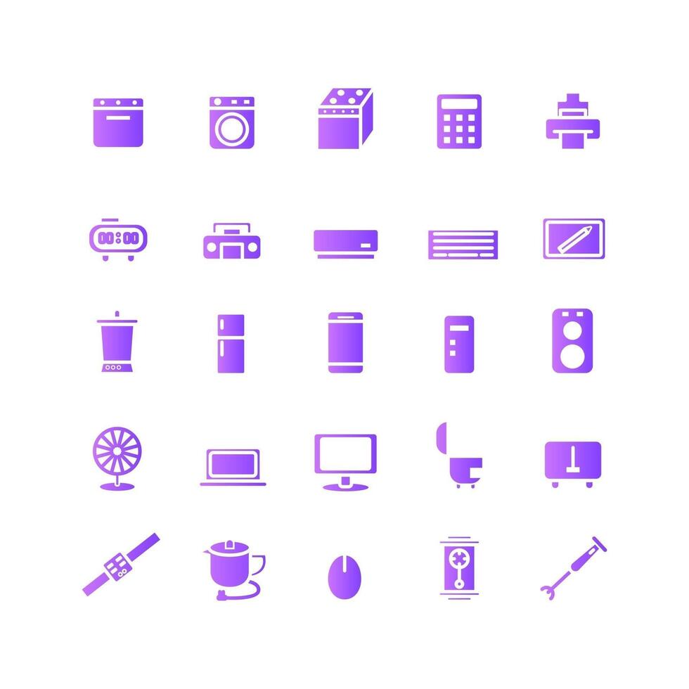 Device icon set vector gradient for website mobile app presentation social media Suitable for user interface and user experience