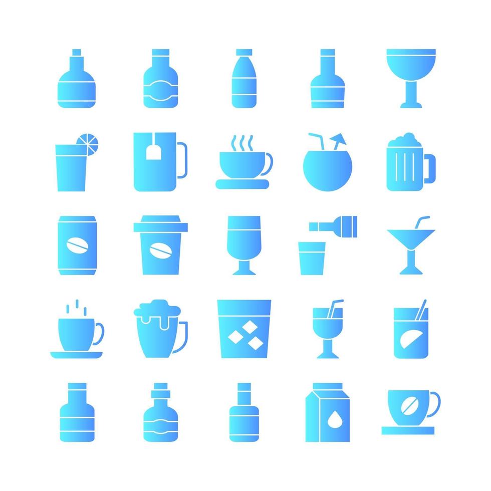 Beverage icon set vector gradient for website mobile app presentation social media Suitable for user interface and user experience