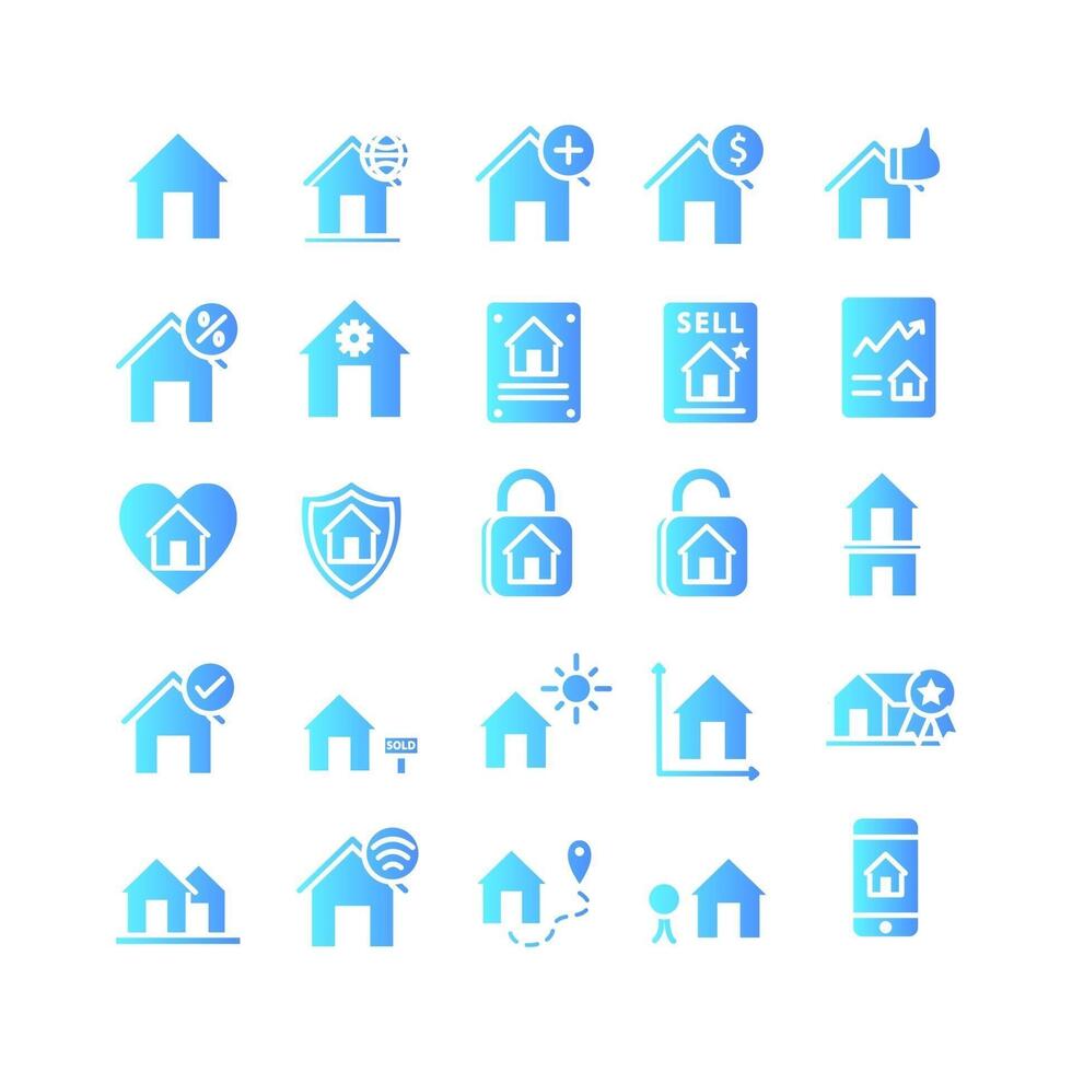 Real Estate icon set vector gradient for website mobile app presentation social media Suitable for user interface and user experience