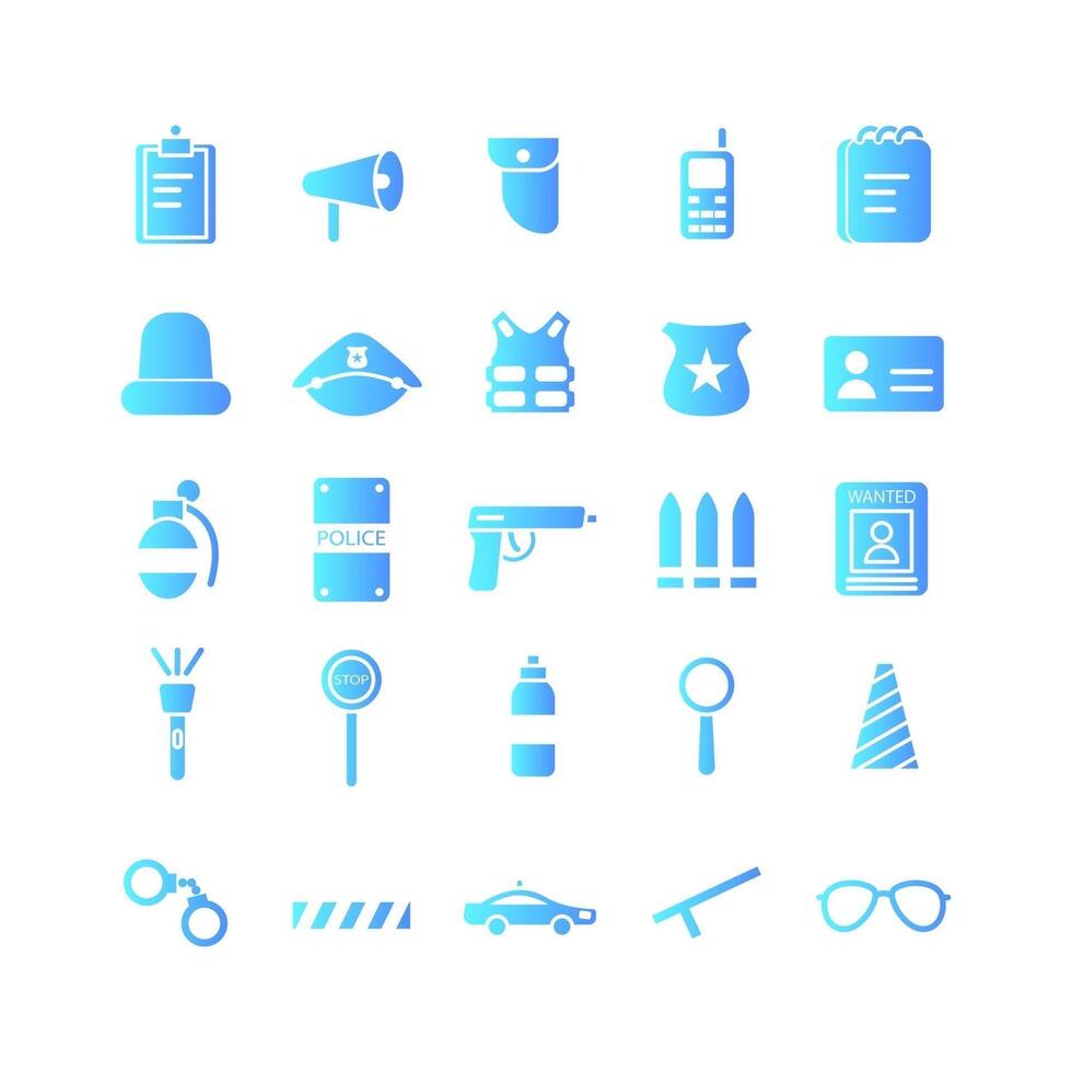 Police icon set vector gradient for website mobile app presentation social media Suitable for user interface and user experience