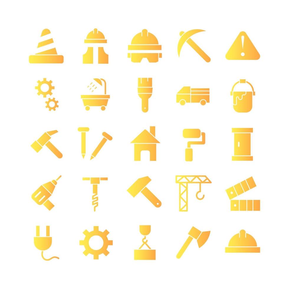 Construction icon set vector gradient for website mobile app presentation social media Suitable for user interface and user experience