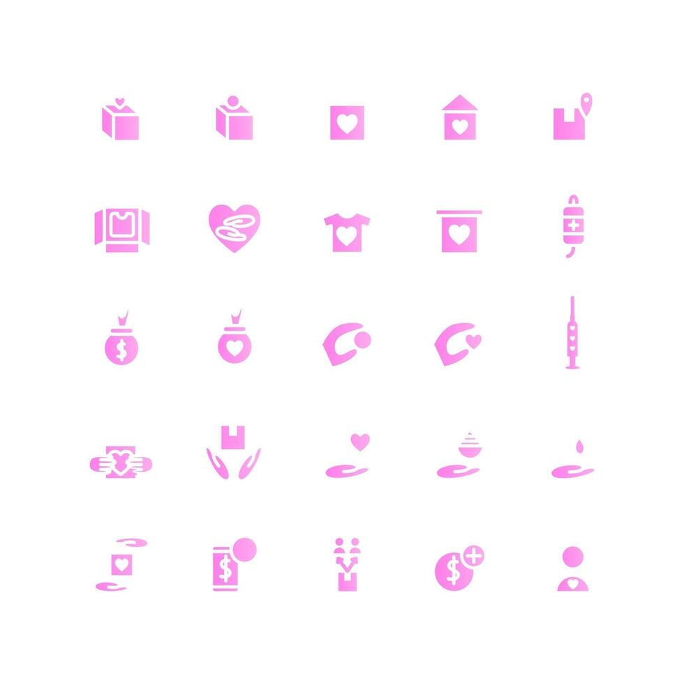 Charity icon set vector gradient for website mobile app presentation social media Suitable for user interface and user experience