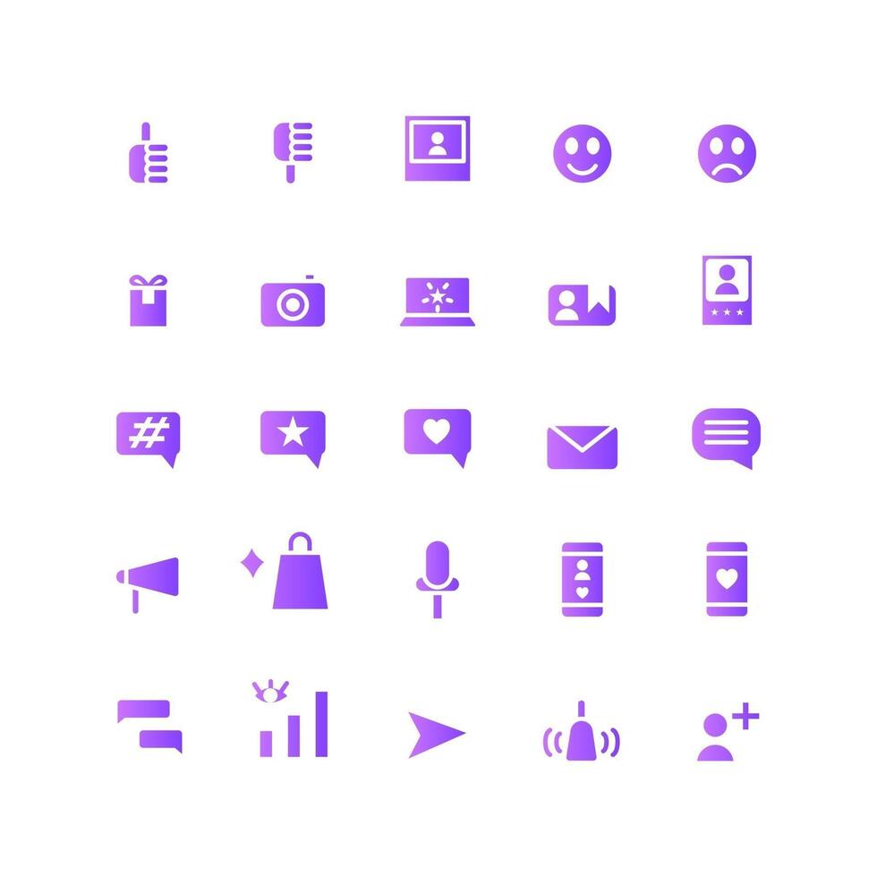 Influencer icon set vector gradient for website mobile app presentation social media Suitable for user interface and user experience
