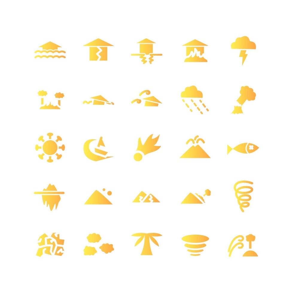Disaster icon set vector gradient for website mobile app presentation social media Suitable for user interface and user experience