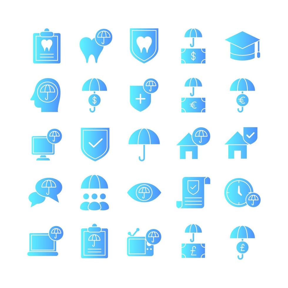 Insurance icon set vector gradient for website mobile app presentation social media Suitable for user interface and user experience