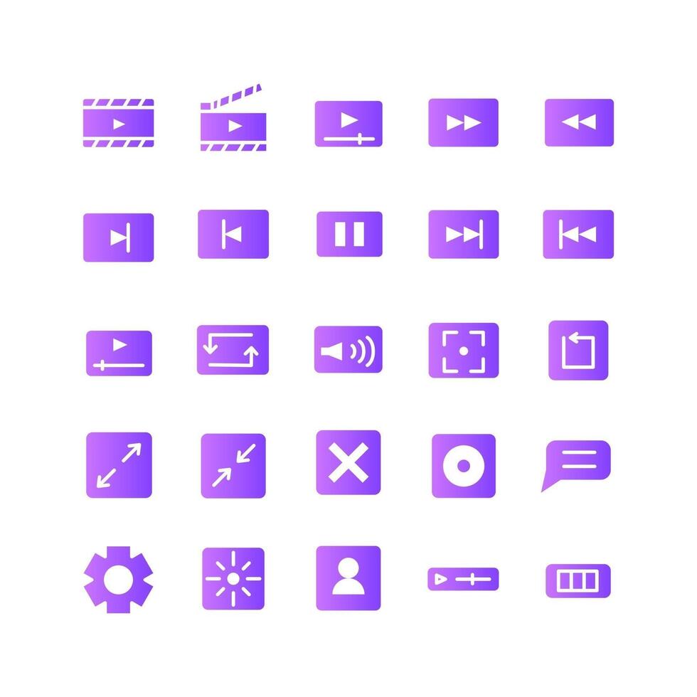 Video Player icon set vector gradient for website mobile app presentation social media Suitable for user interface and user experience