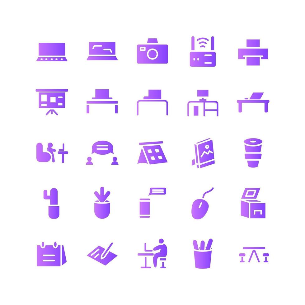 Working Space icon set vector gradient for website mobile app presentation social media Suitable for user interface and user experience