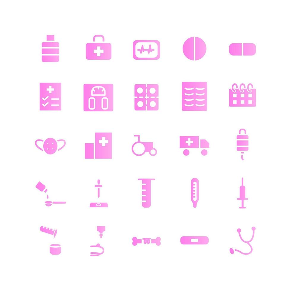 Medical icon set vector gradient for website mobile app presentation social media Suitable for user interface and user experience