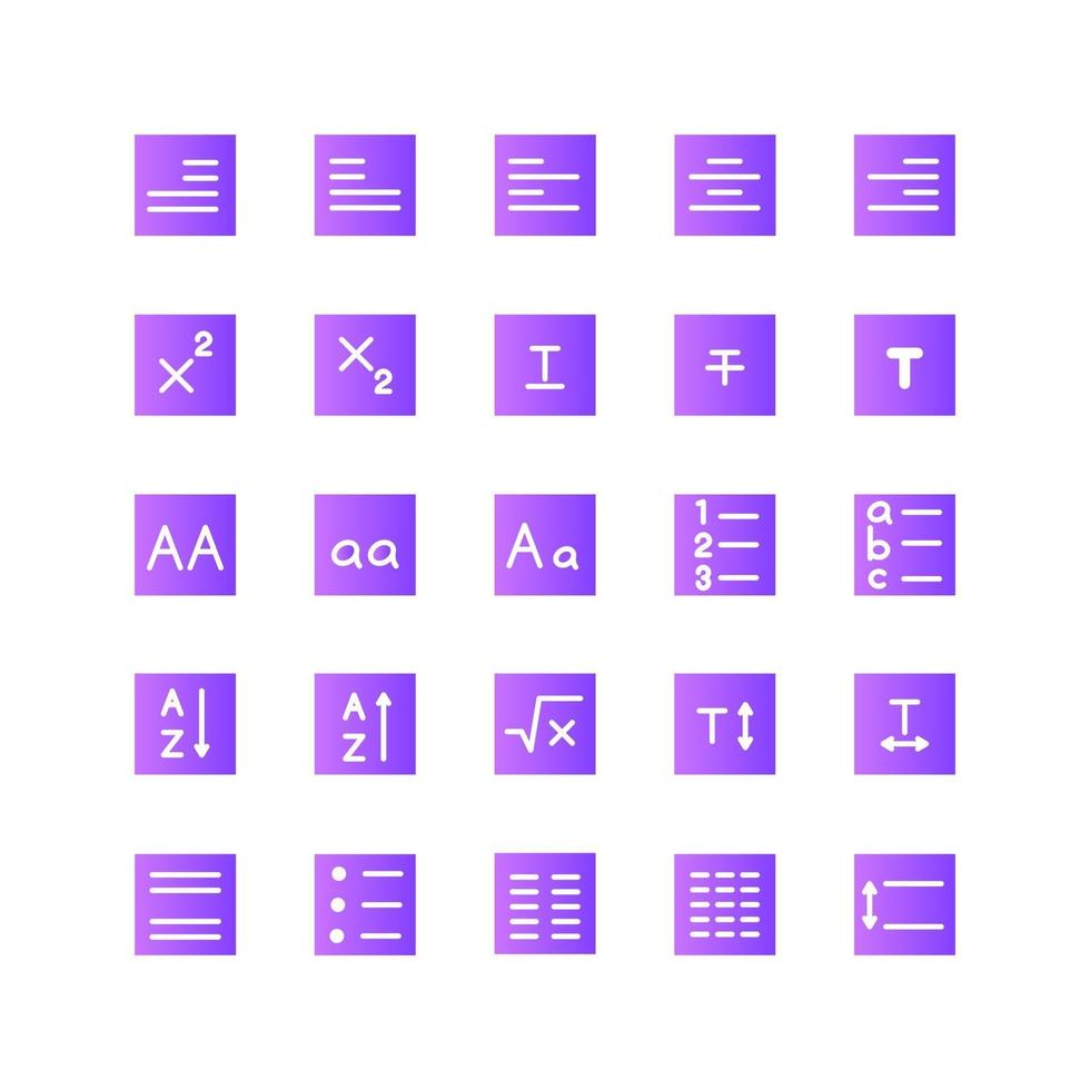 Text Editor icon set vector gradient for website mobile app presentation social media Suitable for user interface and user experience