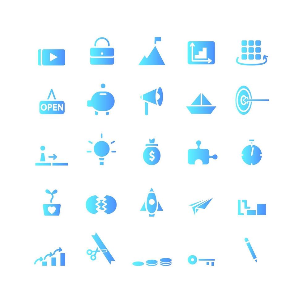 Start Up icon set vector gradient for website mobile app presentation social media Suitable for user interface and user experience
