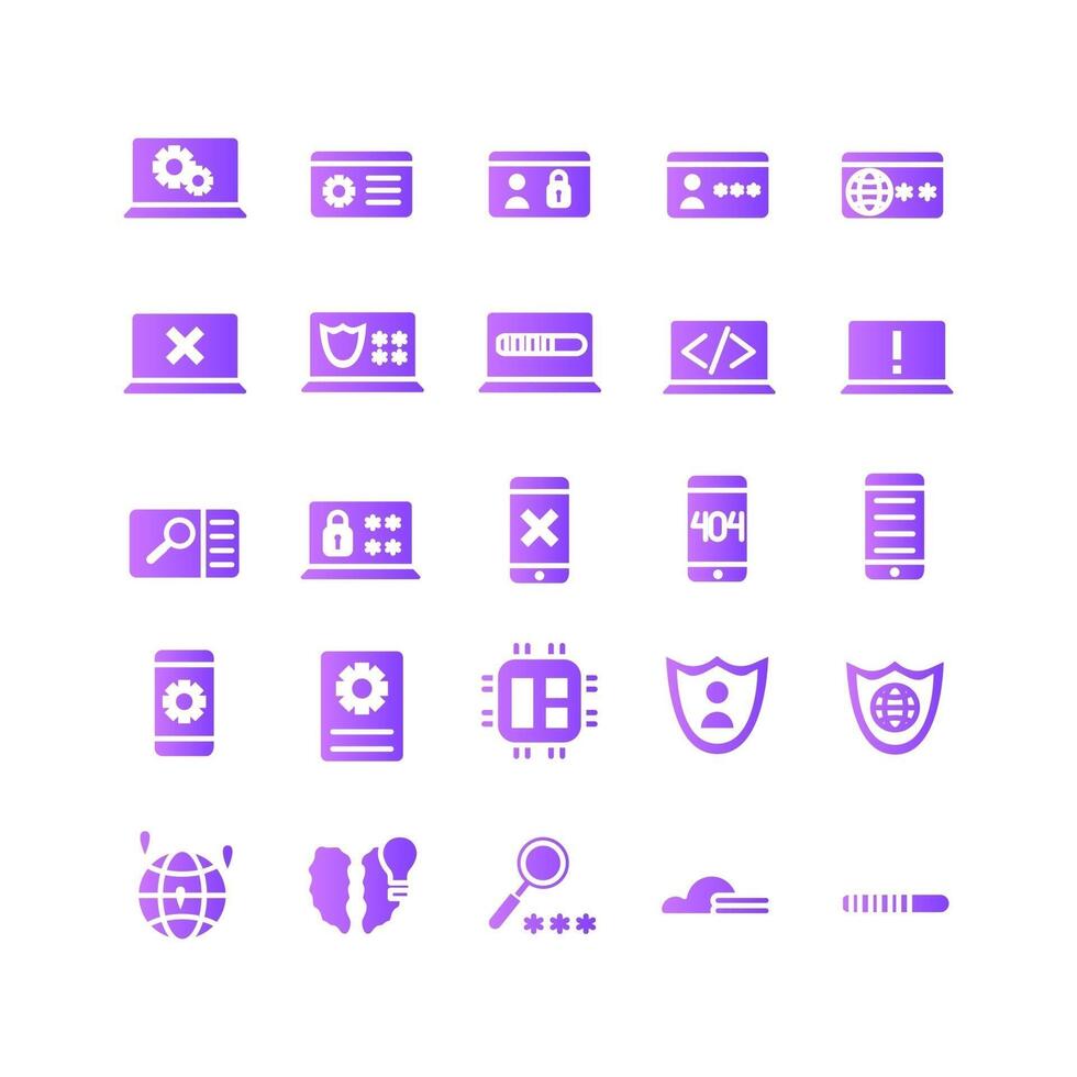 Programming icon set vector gradient for website mobile app presentation social media Suitable for user interface and user experience