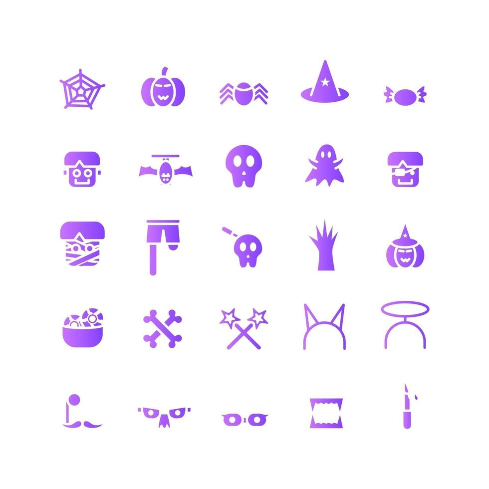 Halloween icon set vector gradient for website mobile app presentation social media Suitable for user interface and user experience
