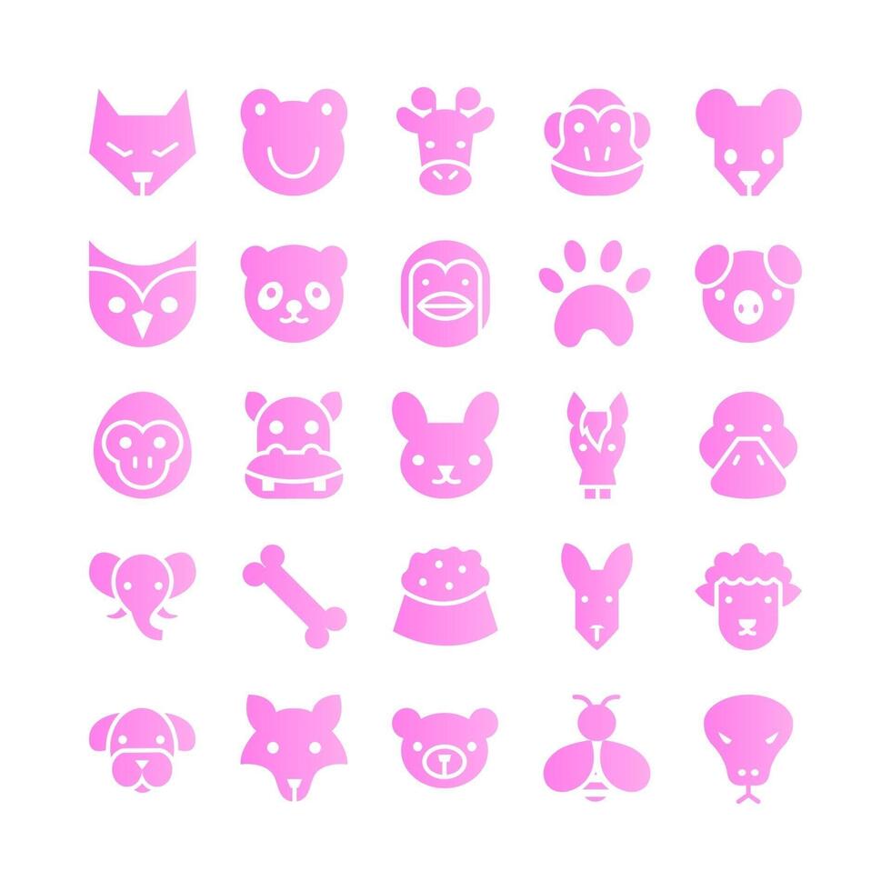 Animal icon set vector gradient for website mobile app presentation social media Suitable for user interface and user experience