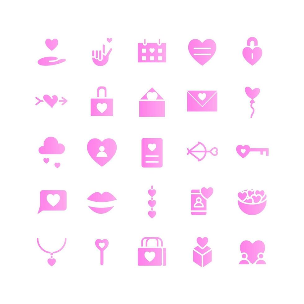 Love icon set vector gradient for website mobile app presentation social media Suitable for user interface and user experience