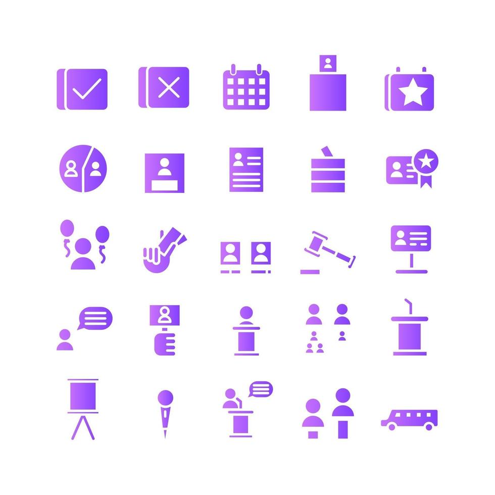 Politic icon set vector gradient for website mobile app presentation social media Suitable for user interface and user experience