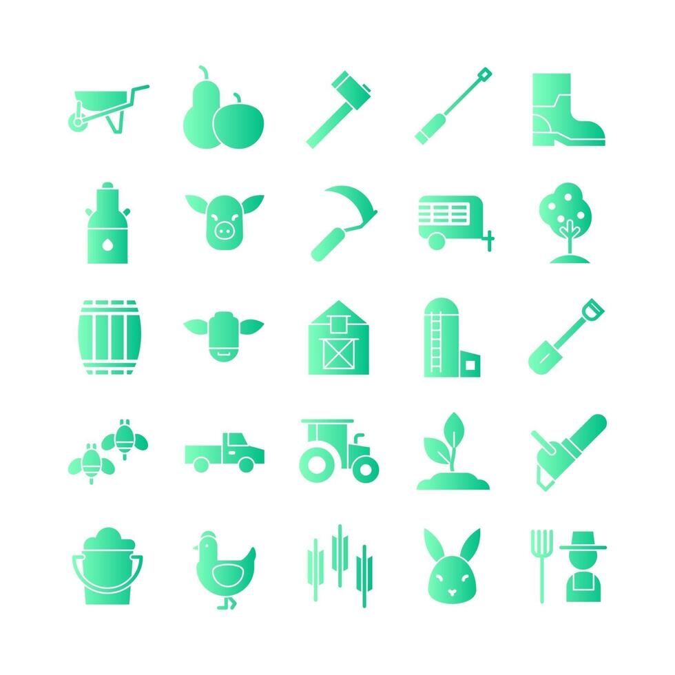 Farm icon set vector gradient for website mobile app presentation social media Suitable for user interface and user experience