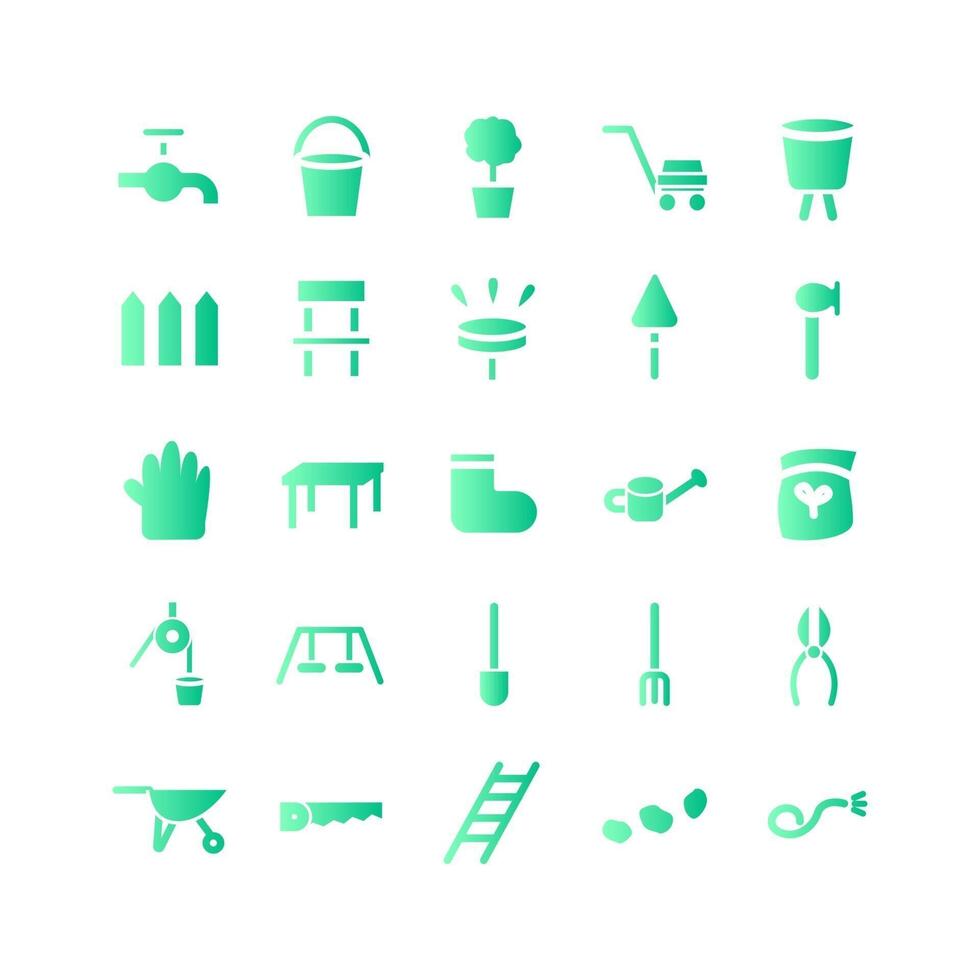 Garden icon set vector gradient for website mobile app presentation social media Suitable for user interface and user experience