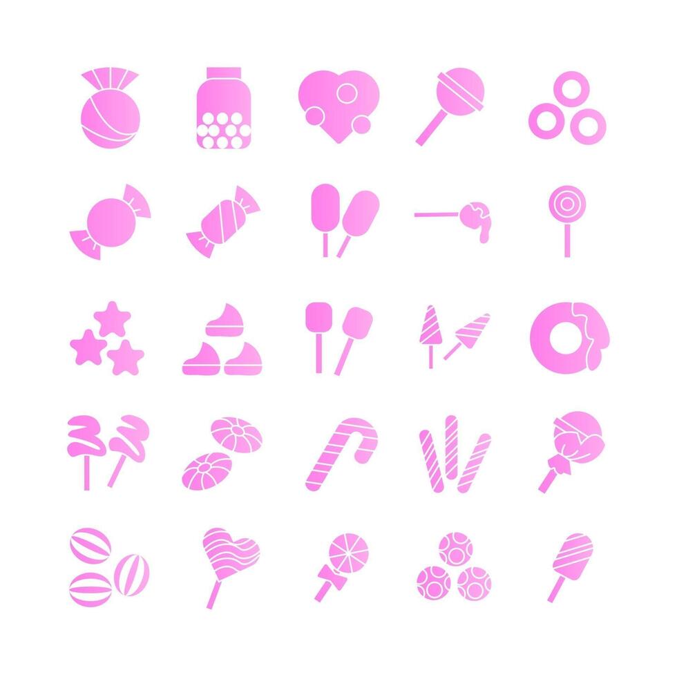 Candy icon set vector gradient for website mobile app presentation social media Suitable for user interface and user experience
