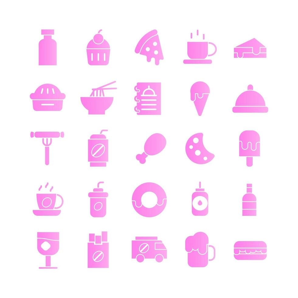 Fast Food icon set vector gradient for website mobile app presentation social media Suitable for user interface and user experience