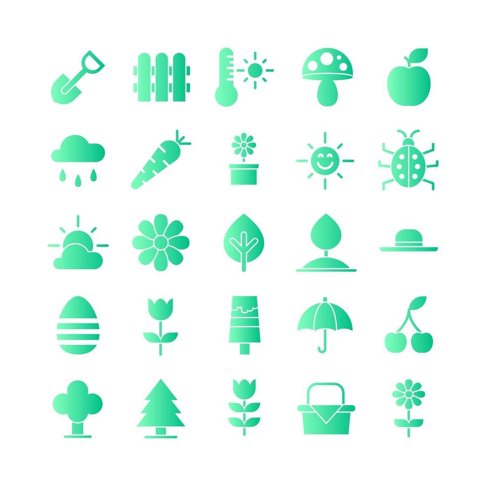 Spring icon set vector gradient for website mobile app presentation social media Suitable for user interface and user experience