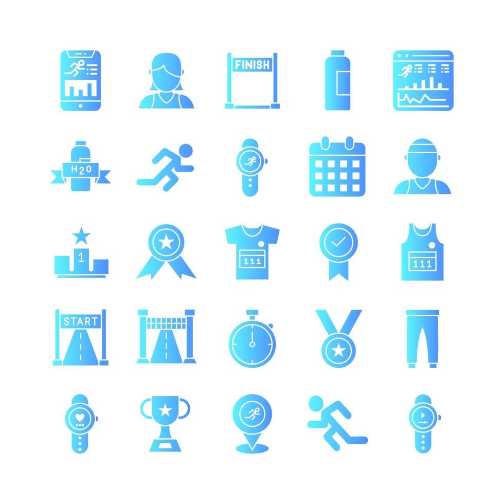 Running icon set vector gradient for website mobile app presentation social media Suitable for user interface and user experience