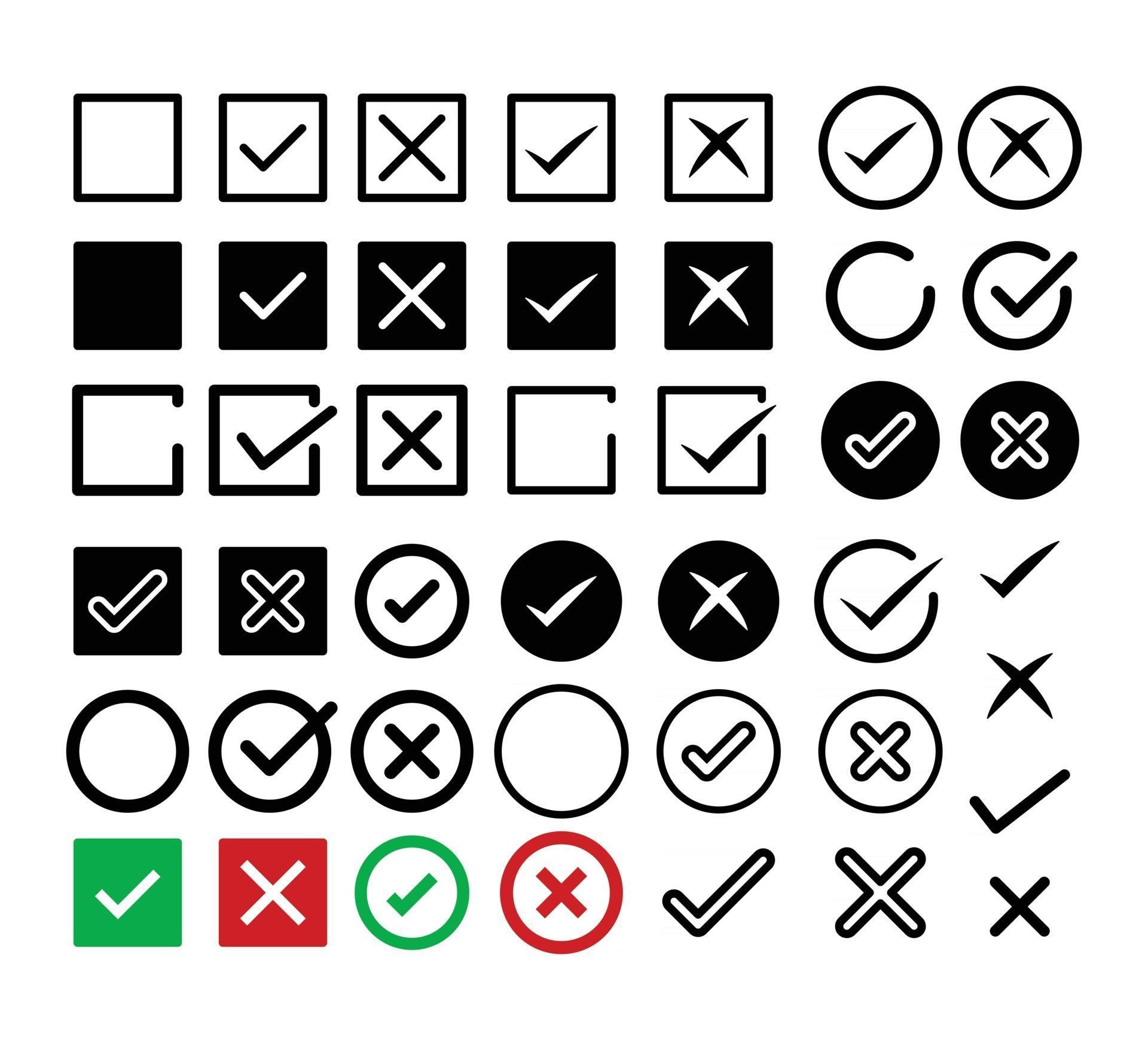 Check mark icon set Right and wrong symbol 2530460 Vector Art at Vecteezy