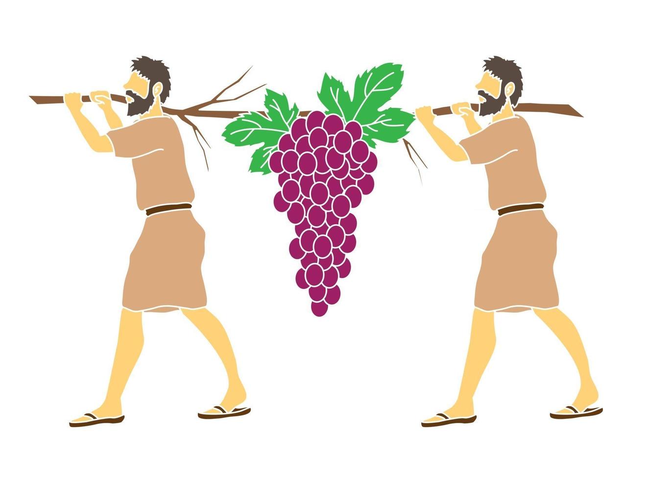 Cartoon Two Spies of Israel Carrying Grapes of Canaan vector