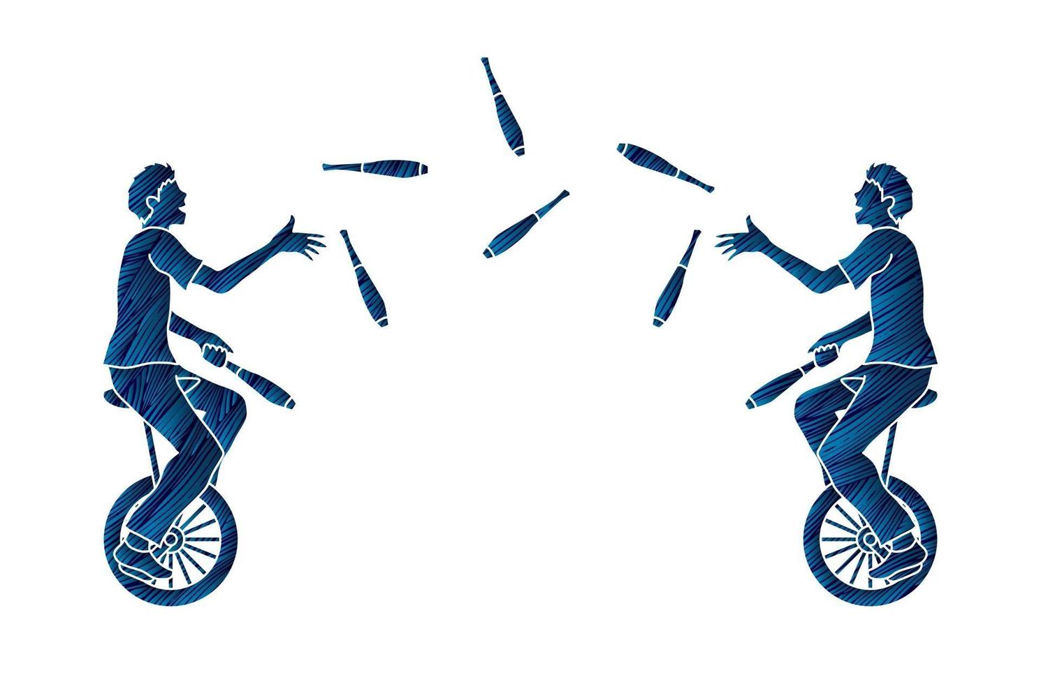People Show Juggling Pins While Cycling vector