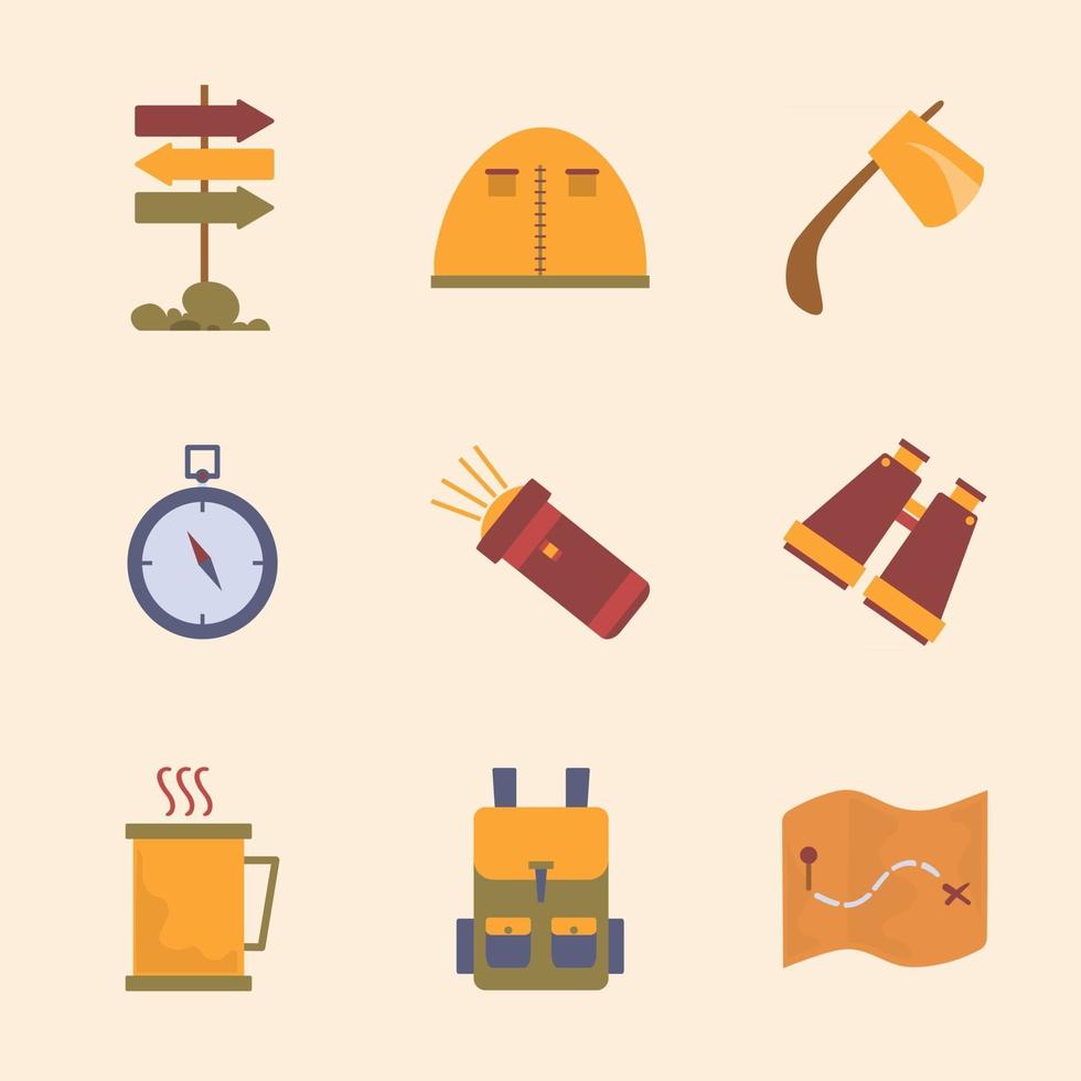 paquete de iconos camping de verano vector