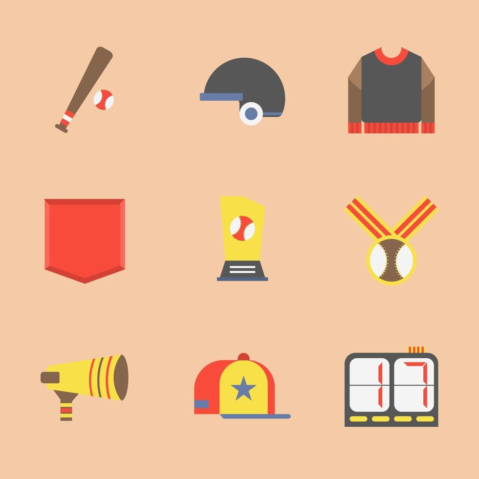 paquete de iconos de accesorios para softbol vector