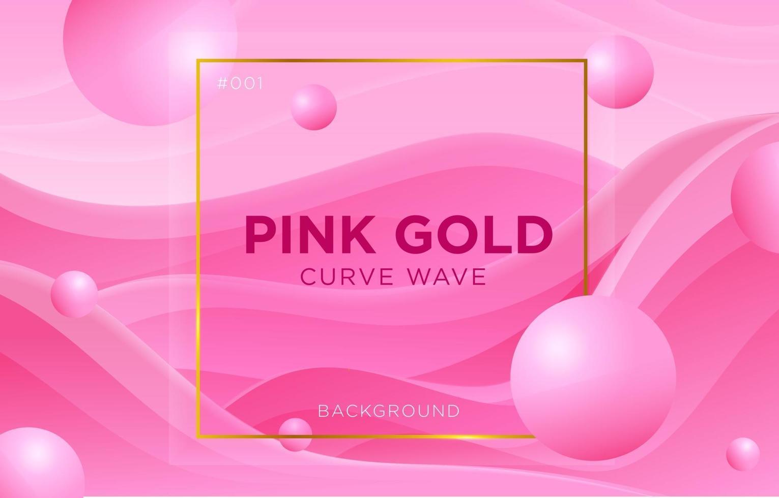 Elegant Pink Gold Frame Curve Wave vector