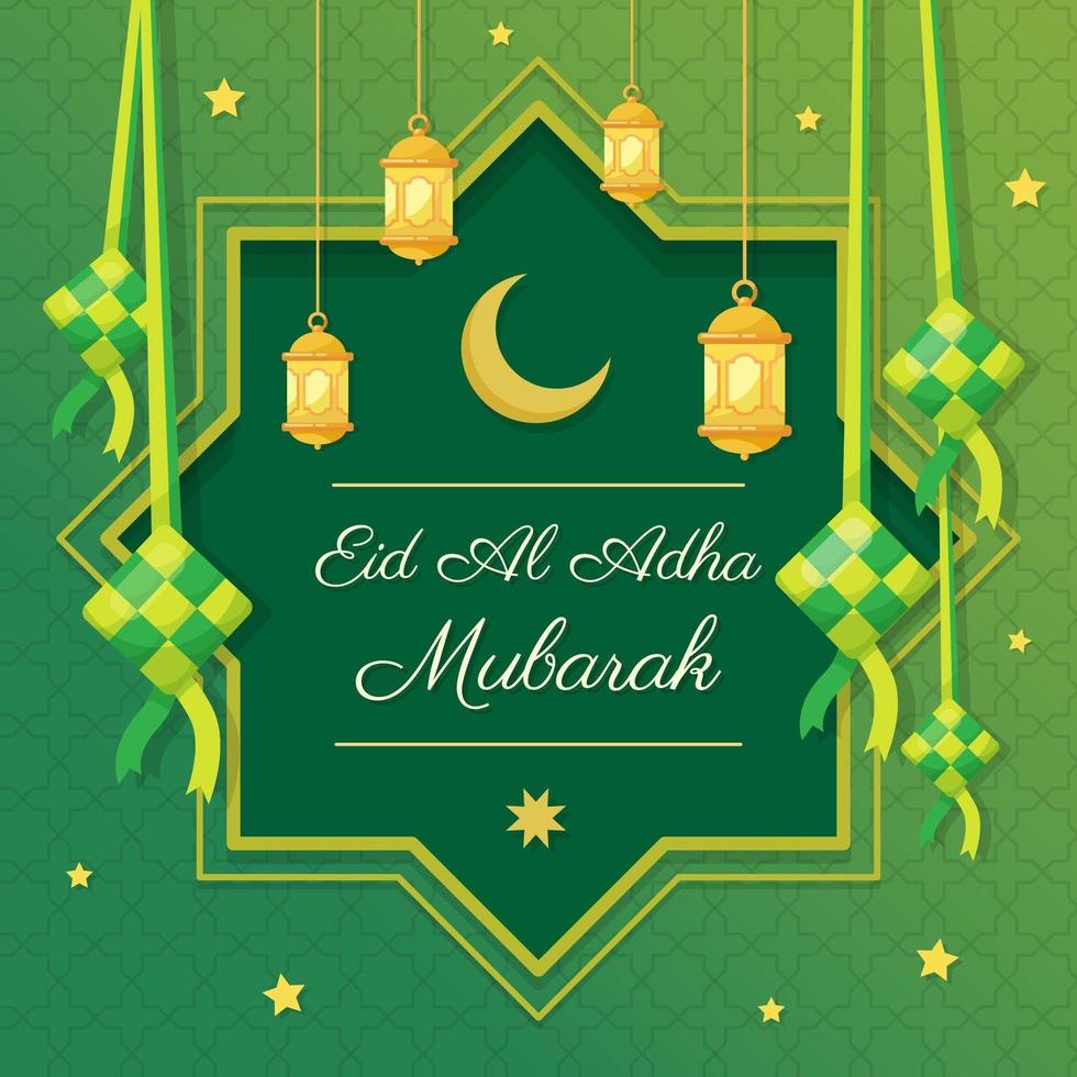 Eid Al Adha Mubarak with Ketupat Background vector