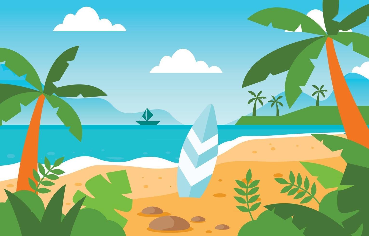 paisaje de playa en el paisaje de verano vector